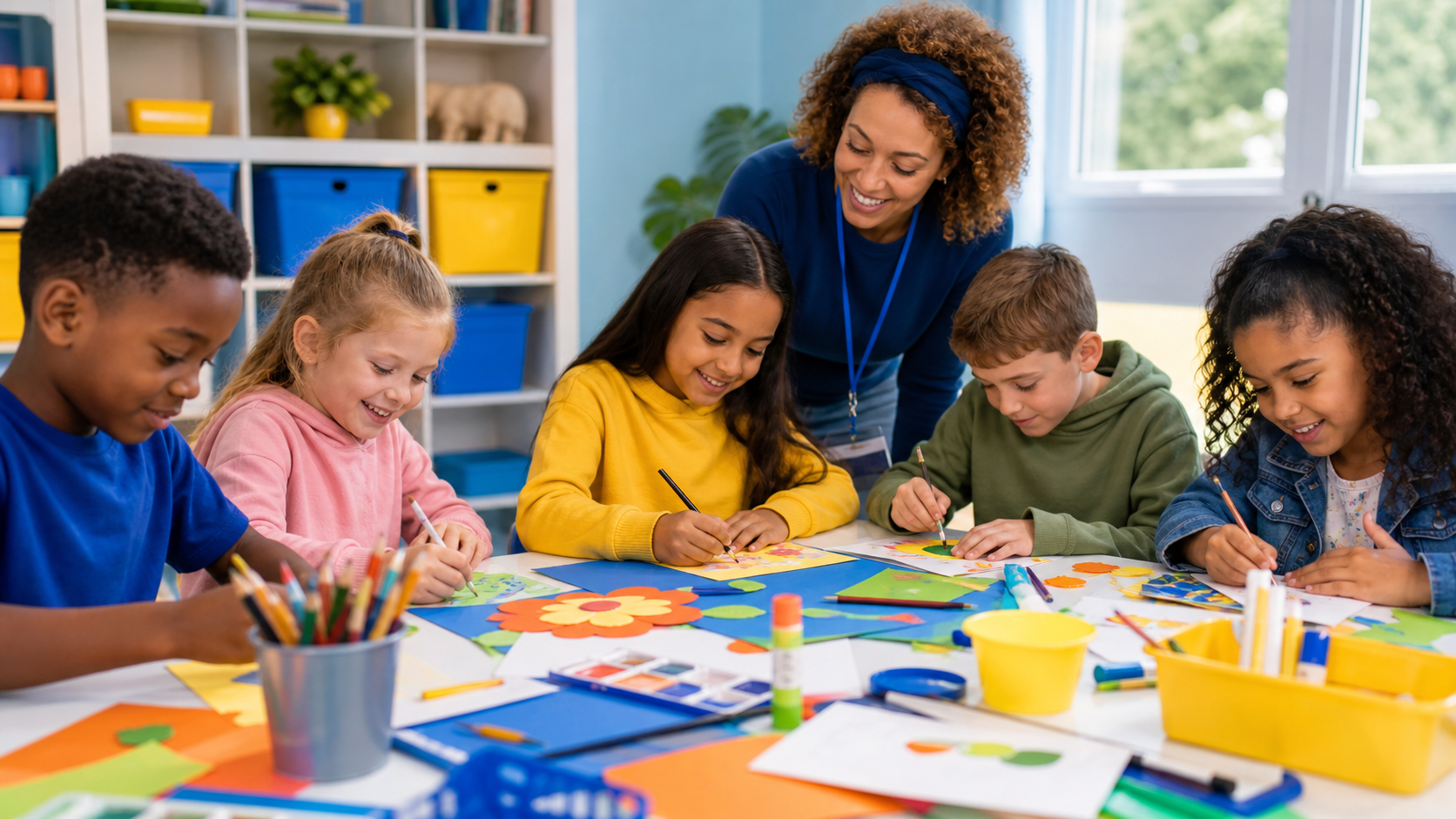 Children enjoying arts and crafts at Manna-seh Childcare